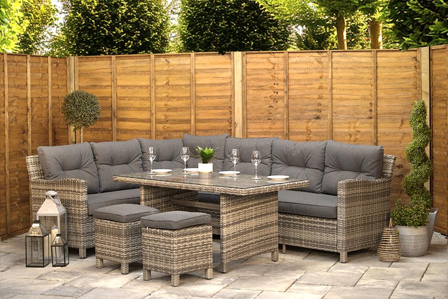 Sapcote Modular Corner Dining Set in Grey Rattan